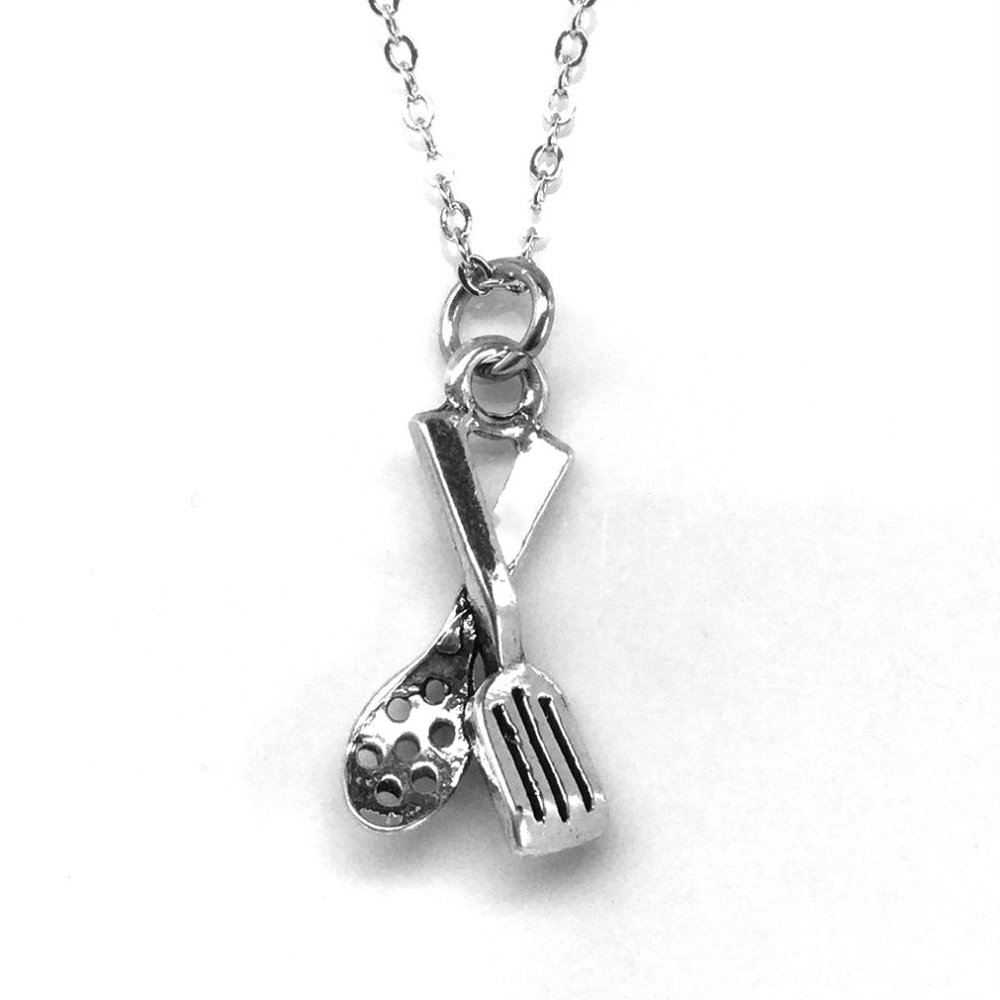 Miniature Spatula Spoon Utensil Charm Necklace